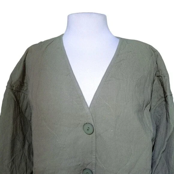 Lulus NWT Olive Green Lightweight Quilted Fall Jacket Womens Size M - Picture 6 of 9